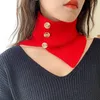 Bow Ties Linbaiway 2022 Button Women Detachable Lapel Fake Collar Winter Turtleneck Knitted Neck Gaiter Ladies False Donn22