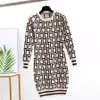 5 Colors Womens Fashion Casual Dress Letter Printing Dresses Autumn Winter Long Knitted Shirts Girls Spring Clothes for Party Wholesale