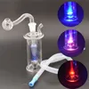 Whoelsale Female Dab Rig Glass Oil Burner Bongs Water Pipes Recycler Ash Catcher Water Bong LED Lights GLOW IN THE DARK Water Bong with 10mm Male Glass Oil Burner Pipe