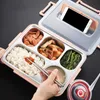 ONEUP roestvrijstalen lunchbox Ecovriendelijk tarwestro Voedselcontainer met bestek Bento Box met compartimenten Magnetronbestendig SH192546489