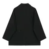 Primavera llegada Oficina damas Vintage sólido negro caqui Blazer mujer doble botonadura traje suelto moda chaqueta 210430