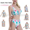 Damen Bademode Kawaii Oktopus Rosa Blau Badeanzug Bikini Gepolstert Hohe Taille Oktopus Tentakel Schleifen Niedliches Tier