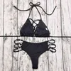 Qeils Sexy Cross String Black Bikini 2021 Bikinis Beach Halterバックルスミッススーツ水着女性ブラジルのBiquini X0522