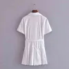 Balaix de change plissé de la jambe larcette blanche Femmes Casual High Streetwear Shirt Shirt Chemise Rompes PlaySuit 210427