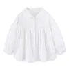Mudkingdom Girls Shirts Lapel Lace Flared Long Sleeves Solid Ruffle Spring Fashion Blouses Casual Kids Clothes 210615