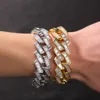 Hip Hop Square CZ Stone utwardzony Bling Out Out 20mm Cuban Link Bracelet Branselet