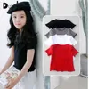 Girls Summer Short Sleeved T-shirt Korean Teenager Girl Tee Cotton Solid Shirt Tops Clothes 10 12 Year 210529