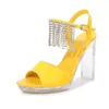 Dress Shoes Summer Woman Crystal Ladies Sandals Transparent High Heels 11CM Platform Open Toe Female Party Wedding Pumps Black