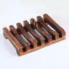 Natural Wooden Carbonized Soap Dish Bamboo Tray Holder Storage Soaps Drain Rack Box Container for Bath Shower Plate Bathroom