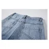 Nbpm vrouwen retro mode blauw gradiënt gat gescheurd vrouw jeans hoge taille brede been broek cool meisje retro straat stijl 210529