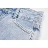 [Eam] Femmes Bleu Casual Poches irrégulières Hole Denim Shorts High Taille Pantalons en vrac Fashion Printemps Summer 1DD7890 210512