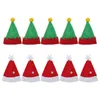 48pcミニサンタクロースハットロリポップトップトッパーカバーメリークリスマス装飾ワインボトル保護キャップキャンディーパッキング帽子211019
