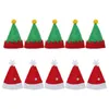 48pc Mini Cappello da Babbo Natale Lecca-lecca Top Topper Copertura Buon Natale Decorazioni Bottiglia di vino Tappo di protezione Candy Imballaggio Cappelli 211019