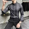 Camicia a maniche lunghe da uomo a righe Camicia a maniche lunghe da uomo a maniche lunghe da lavoro formale Camicia da festa sociale Streetwear Abbigliamento Chemise Homme 210527