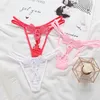 Hollow Bandage dragonfly G-Strings Line Pearl Invisible Panties Briefs Thongs Sexy women T back Underwear Lingerie Woman Clothes Black Red