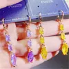 Multicolor Crystal Cyrkon Dangle Kolczyki Dla Kobiet Moda Chrząstka Tassel Eardrop Circle Earring 14k Real Gold Color Chaning Biżuteria 1 Lot / 10 par