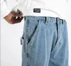 ファッションメンジーンズ高品質ルーズフィットビッグポケットデニムカーゴパンツhommeストリートウェアヒップホップワイドレッグズボン245d