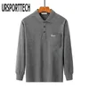 URSPortTech T 셔츠 남성 큰 사이즈 긴 소매 면화 전체 슬리브 아버지 티셔츠 남성 턴 다운 칼라 캐주얼 셔츠 남자 탑스 티셔츠 G1229