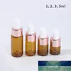 1/2/3/5 ML Mini flacon compte-gouttes en verre vide pour huile essentielle goutte pour les yeux or Rose ambre liquide d'aromathérapie 50 pièces