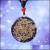 Colliers pendentifs brillent dans le noir Orgonite Sri Yantra symbole pendentif énergie Chakra Emf Protection Orgone guérison bijoux collier goutte D