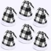 Pom Santa Hat Christmas Plaid Peluche Chapeau Christmas Party Dress Up Décoration Santa Cap Cadeau Adulte LLD11095