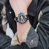 Naviforce Sport klockor för män lyx märke blå militär äkta läder armbandsur man klocka mode chronograph armbandsur 211124
