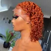 Perucas de renda Ginger Curly Human Human Wig Pixie Corte Curto Bob Profunda Onda Frontal pré arranhado transparente para mulheres negras
