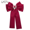 Broches, broches UKEN mode femmes noir rouge couleur Long Satin ruban noeud papillon col accessoires cravate broche nœud papillon chemise