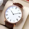 Relojes de cuero para hombre, reloj mecánico automático, lujoso, resistente al agua, ultrafino, esfera grande, clásico, de negocios