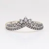 Sterling Silver Ring Princess Wishbone met kristalringen voor vrouwen Wedding Party Gift Fine Jewelry Cluster2479