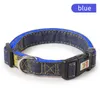 Denim Nylon Dog Collars Harnesses Leashes Set Adjustable Durable Heavy Duty Small Medium & Large Dogs Perfect for Walking Running Training S Blue