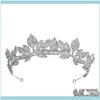 Hårsmycken smycken klämmer Barrettes Floralbride Alloy Rhinestone Crystal Zircon Leaf Bridal Tiara Princess Crown Wedding Aessory Wome