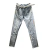 Summer Autumn Vintage Jeans Women's Diamond Rhinestones Skinny Denim Pants Girls Streetwear Pencil A3537 210428