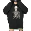 Sweats à capuche pour femmes Sweats Skeleton Skull 3D Print Zip Up Sweat à capuche femme / homme Sweat Hip Hop à manches longues Zipper Jacket Coat Halloween Co