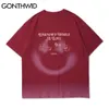 Gonthwid Tees Tops Hip Hop Streetwear Karikatür Hayvanlar Grafiti Gülümseme Baskı Kısa Kollu T-Shirt Pamuk Rahat Harajuku Tişörtleri 210716