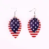 2019 New Arrival American Flag Faux Leather Teardrop Earrings for Women Trendy Jewelry Leaf Dangle Earrings Independence Day Q0709