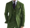 Abito in tweed da uomo 3 pezzi Abiti in lana verde Retro classico modello a spina di pesce Smoking da sposo per matrimonio (giacca + pantaloni + gilet) Blazer da uomo