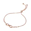 Link Chain Luxurious Rose Gold Silver Color Crystal Brand Bracelet Adjustable Infinity Charm Bracelets For Women Fashion Jewelry Kent22