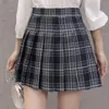 Spódnice Lato Damska Spódnica Spodnie Wysokiej Talii A-Line Student Plaid Plisowane Kobiety Cute Słodkie Dziewczyny Dance Mini Kawaii Faldas