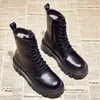 Women's Winter Combat Boots Fur Black Platform For Women Punk Gothic Shoes Ankle Female Brand Designer 220106