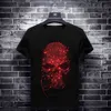 Bright S Red Skulls T-shirts Mannen Korte Mouw Mode Kleding Streetwear O Neck Modal Cotton Calaveras Camiseta 210629