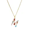 26 Collana con ciondolo lettere maiuscole A-Z Collane colorate stile Boemia da donna Catene clavicola oro rame