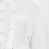 Blanc Patchwork Chemise Pour Femmes Revers À Manches Longues Tunique Blouse Courte Femme Printemps Mode Vêtements 210524