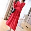 Casual Dresses Bat Sleeve Long Sticke Dress 2021 Spring and Autumn Women's Plus Size Long-Sleeve Loose Sweater Knitwear K909