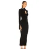Mulheres Mulheres Sexy Keyhole Designer Midi-Bezerro Split Black Bandage Dress Senhoras Elegante Bodycon Party Vestido 210527