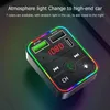 F2 Receptor Bluetooth para automóvil Adaptador 5.0 Transmisores FM Kits de manos libres Audio inalámbrico Reproductor de música MP3 3.1A Cargador rápido PD USB dual con retroiluminación LED colorida