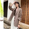 Retro blazer woman loose Long sleeve fitting korean style spring autumn fashion office wear female suit jacket 210608