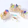 Handmade Wire Wrapped Titanium Coated Quartz Rough Sticks Spikes Bangle Irregular Colorful Natural Rock Crystal Points Bangles Bracelets Gold Plated Adjustable