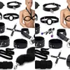 Nxy Adult Toys 18 Pcs Sex Bdsm Collar Handcuffs Whip Erotic Toys for Couples Games Black Leather Bondage Kits Shop Para Casais 1221