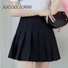 Jocoo jolee vrouwen hoge taille geplooide rok lente herfst casual kawaii a-line rokken japanse school uniform mini 210619